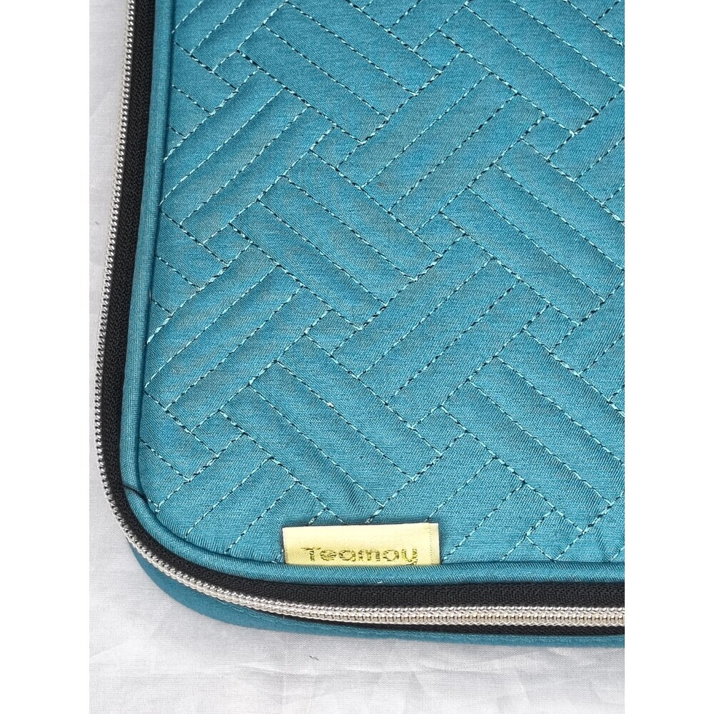 Teamoy Teal Quilted Basketweave Exterior Watch Band Storage Case - Picture 2 of 8